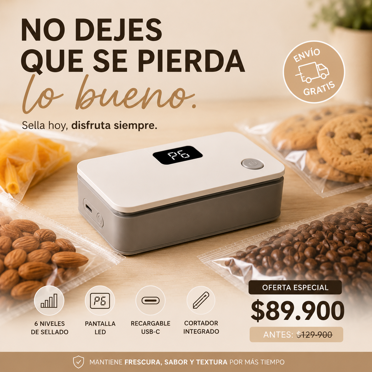 Sellador de paquetes con bisturí
