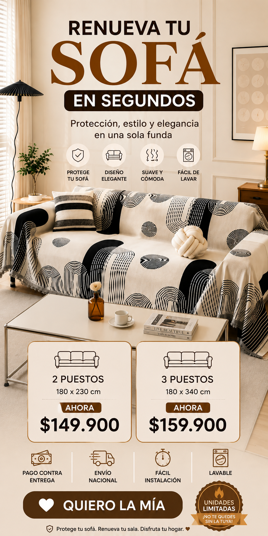 Funda decorativa para sofá con diseño astetic