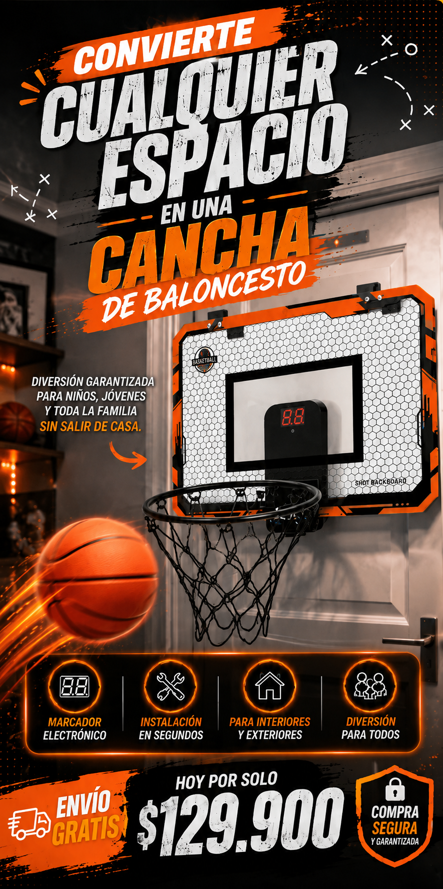 Cesta de Baloncesto con Contador