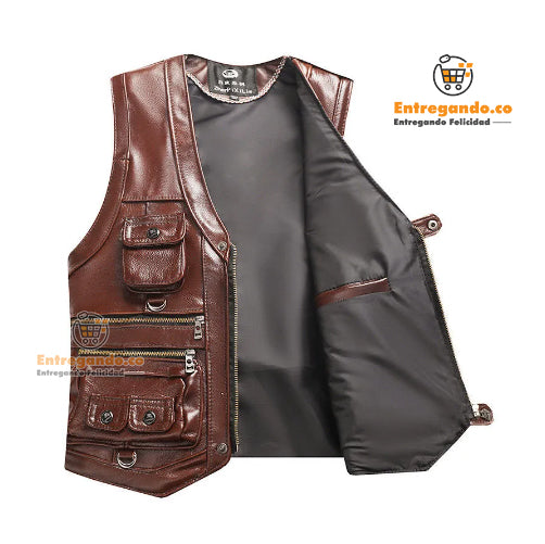 GenuinoStyle® Chaleco en cuero, alta calidad.