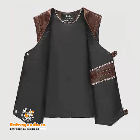 GenuinoStyle® Chaleco en cuero, alta calidad.