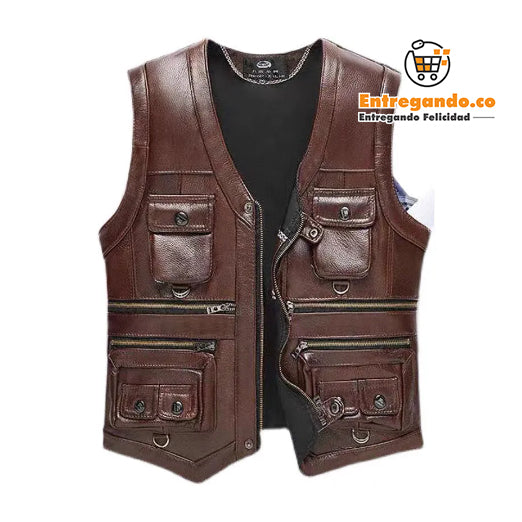 GenuinoStyle® Chaleco en cuero, alta calidad.