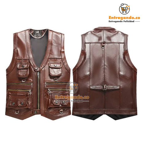 GenuinoStyle® Chaleco en cuero, alta calidad.