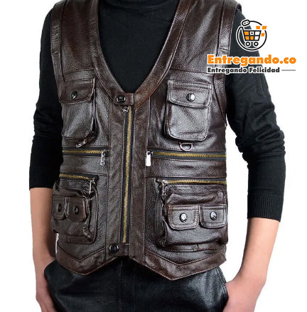 GenuinoStyle® Chaleco en cuero, alta calidad.