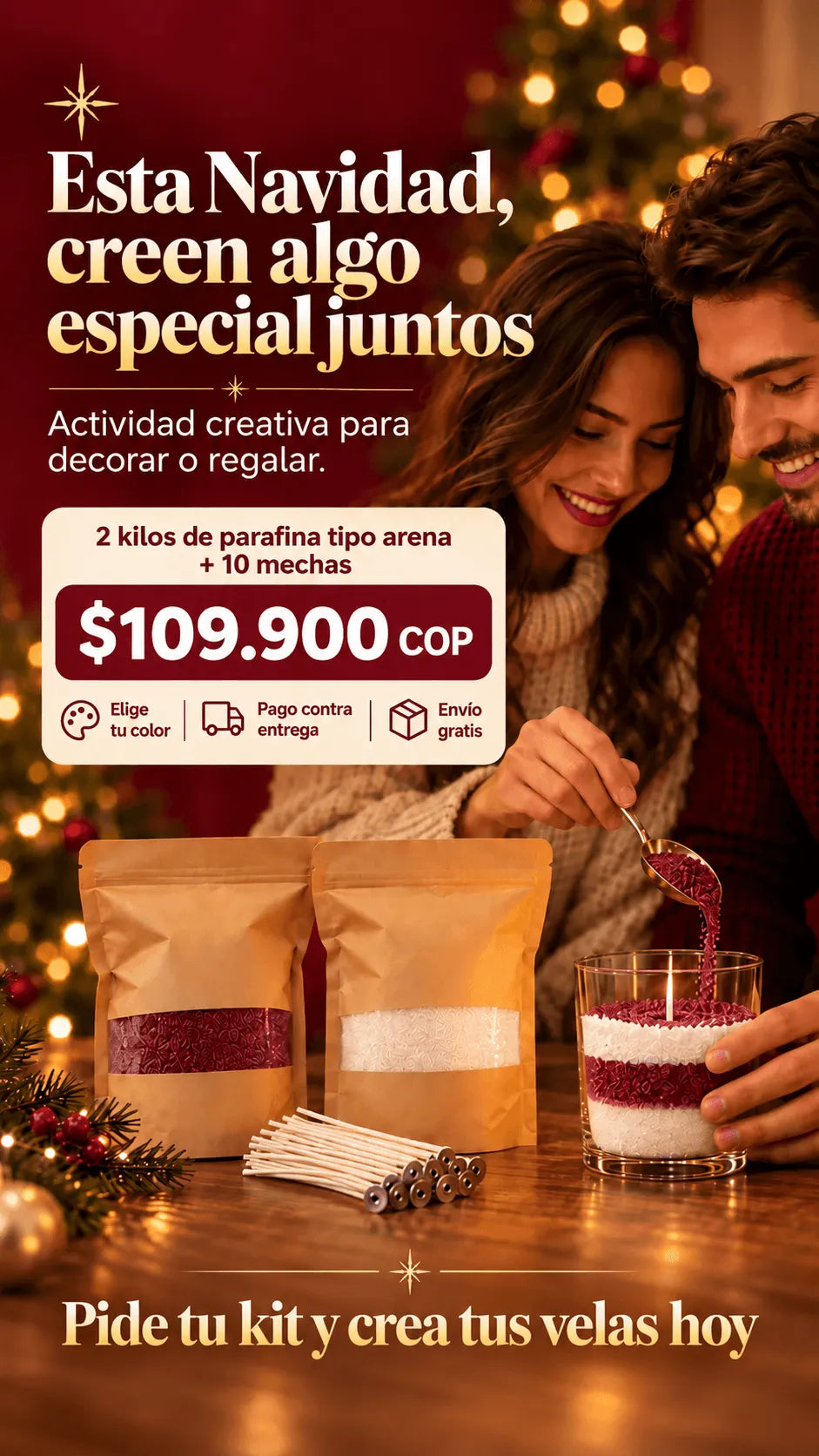 Parafina Tipo Arena Para Velas / X2 Kilos + 160 cm de mecha