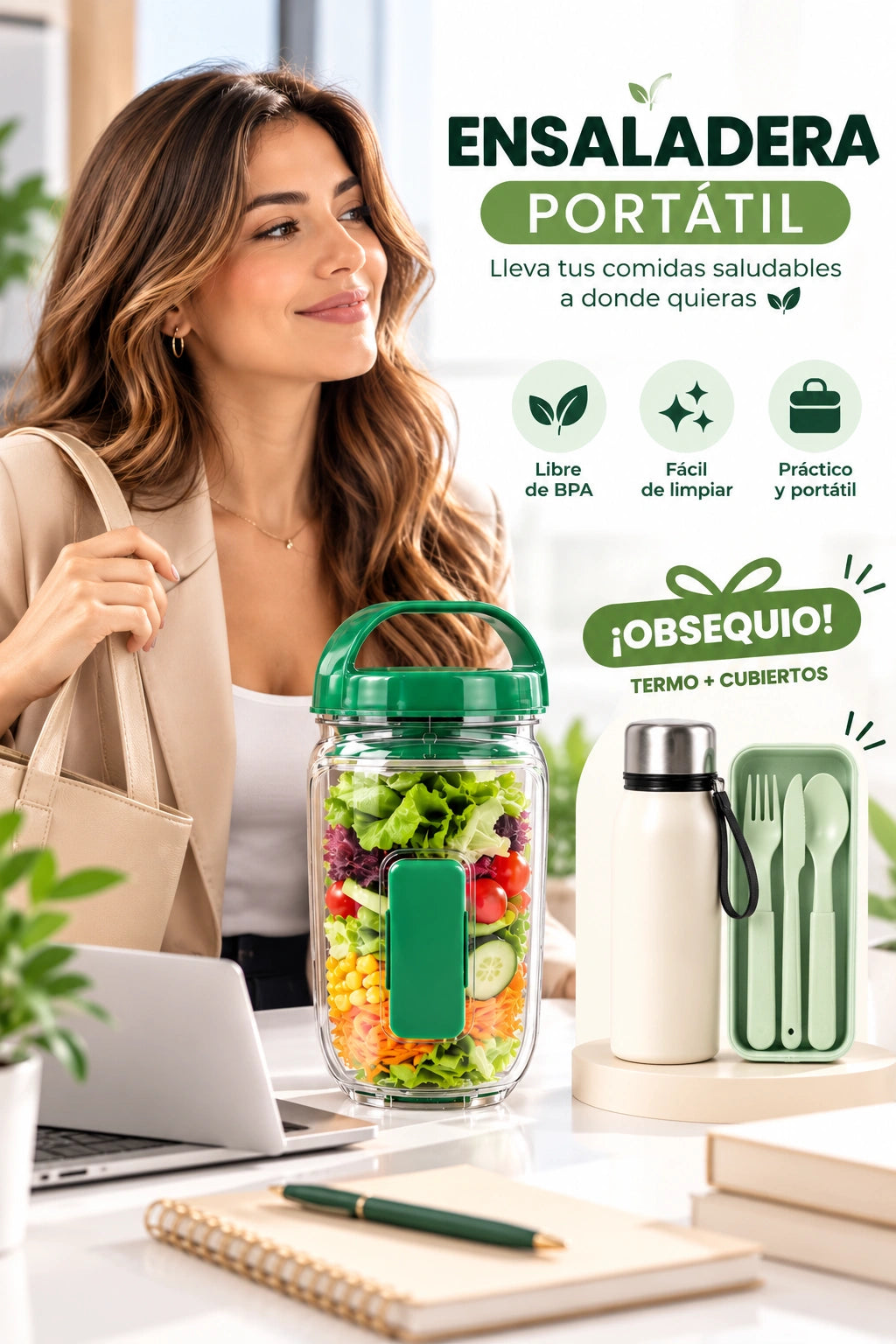Ensaladera Portátil 3 en 1