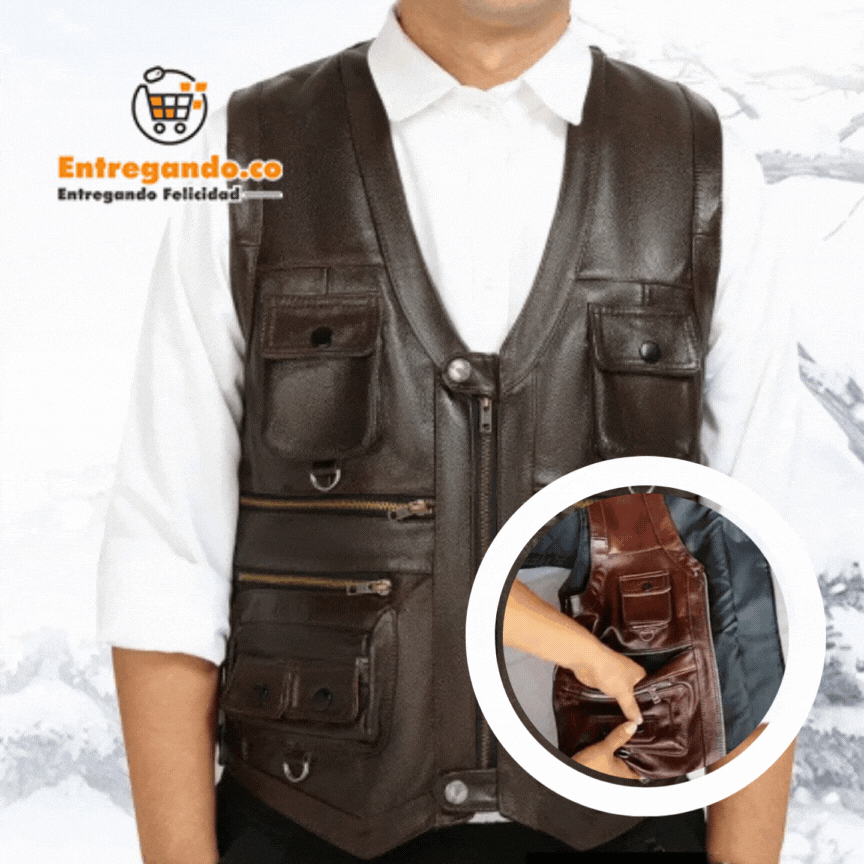 GenuinoStyle® Chaleco en cuero, alta calidad.