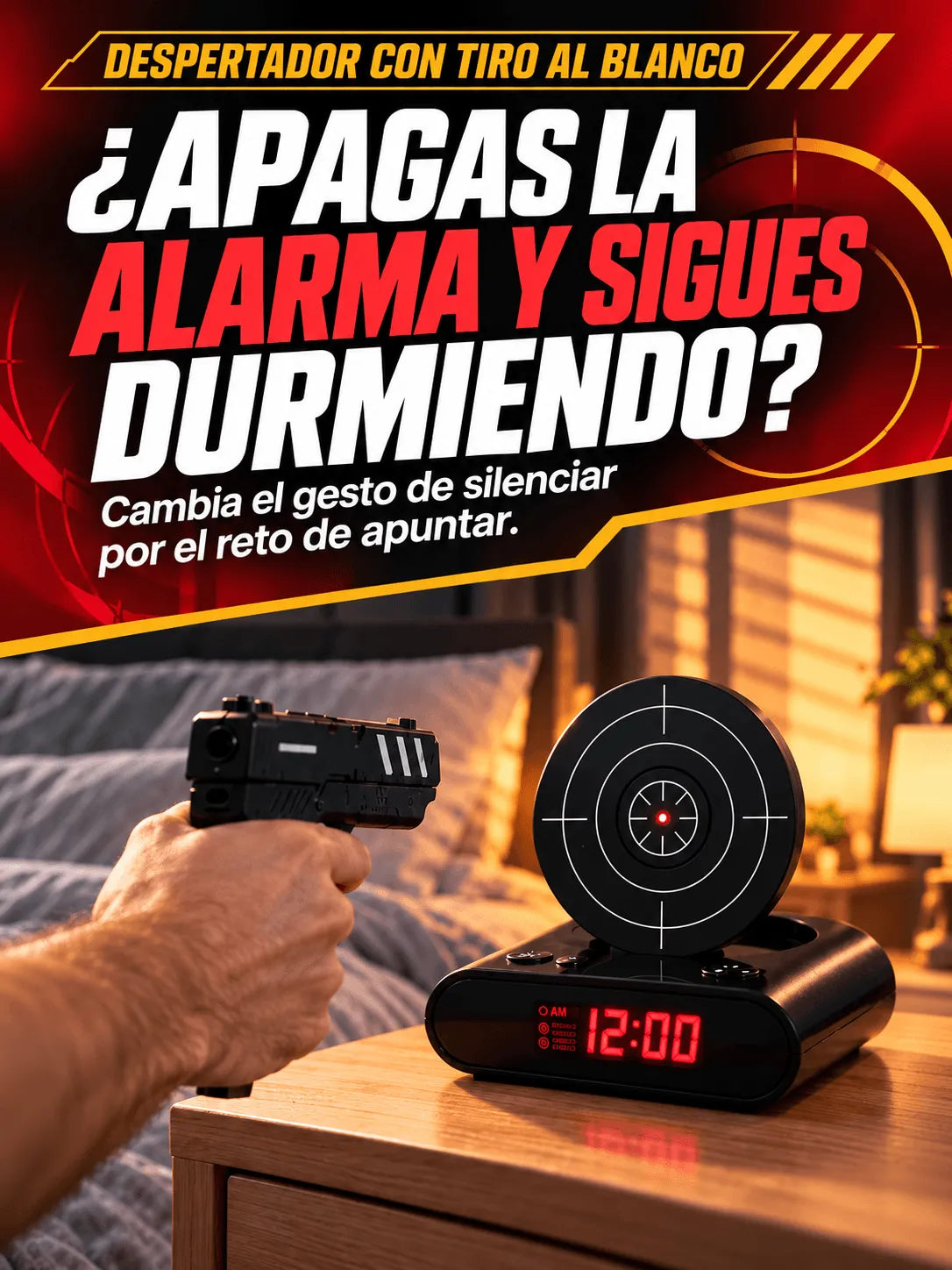 Despertador con tiro al blanco 🎯