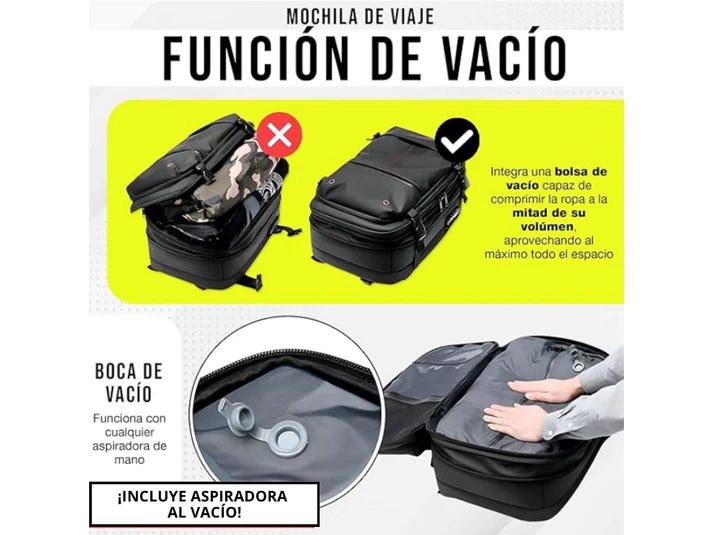 Mochila expandible al vacío | Incluye Bomba de Aire