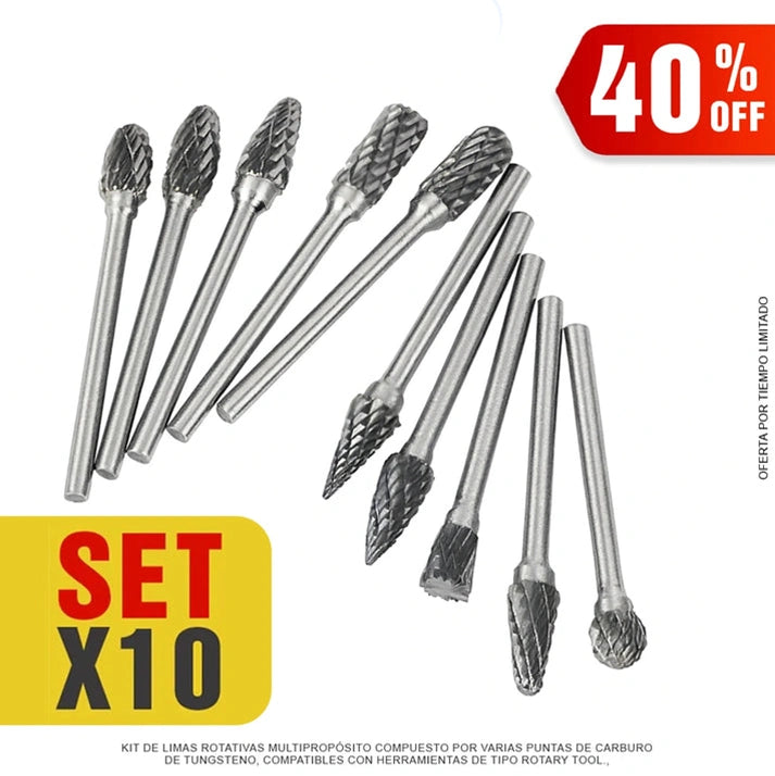 Kit de 10 Fresas Rotativas Para Pulir De Acero