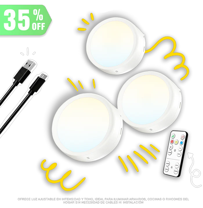 Foco LED portátil USB / viene x 3 unidades + control