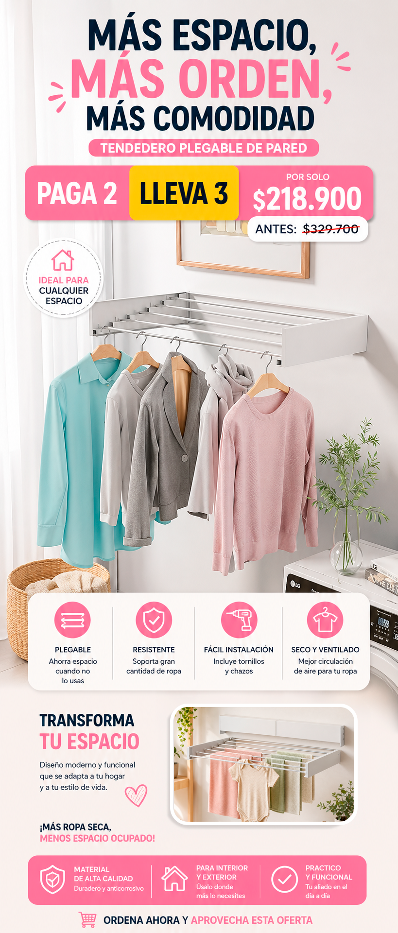 Colgador para ropa plegable