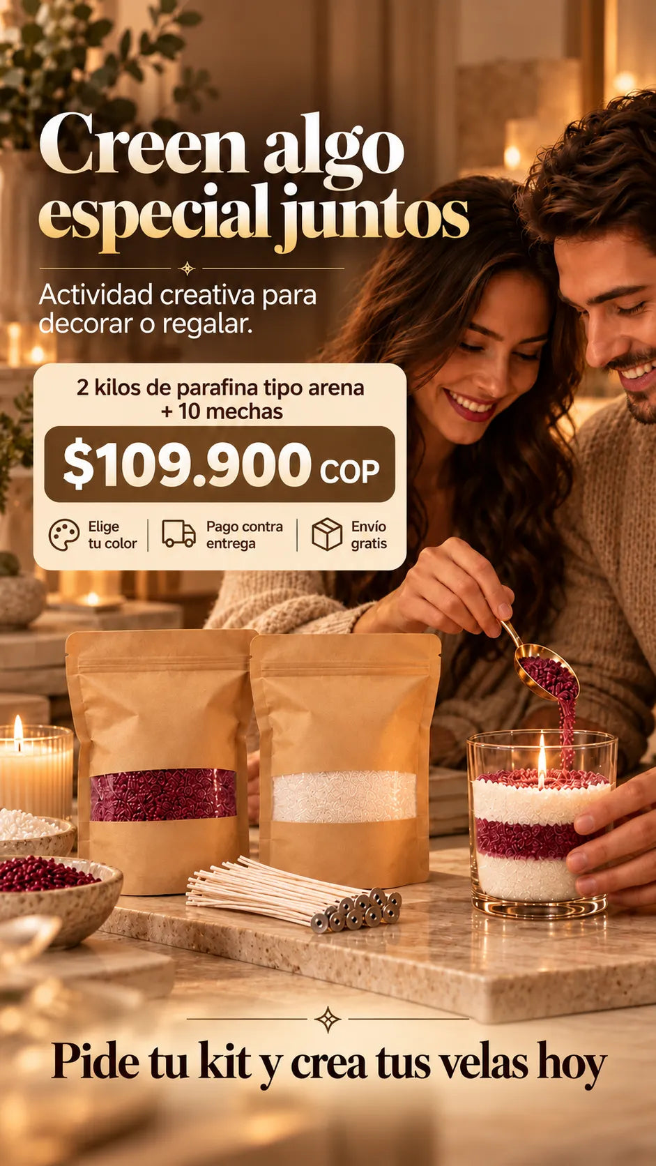 Parafina Tipo Arena Para Velas / X2 Kilos + 160 cm de mecha 🕯️
