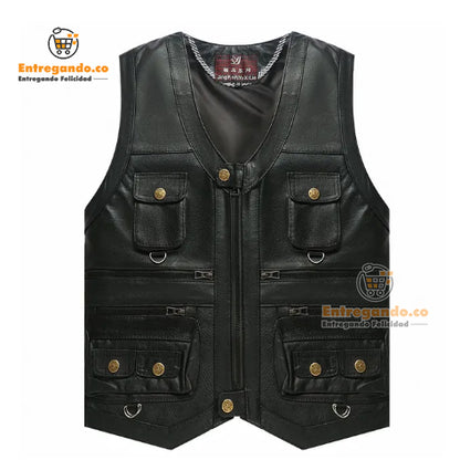 GenuinoStyle® Chaleco en cuero, alta calidad.