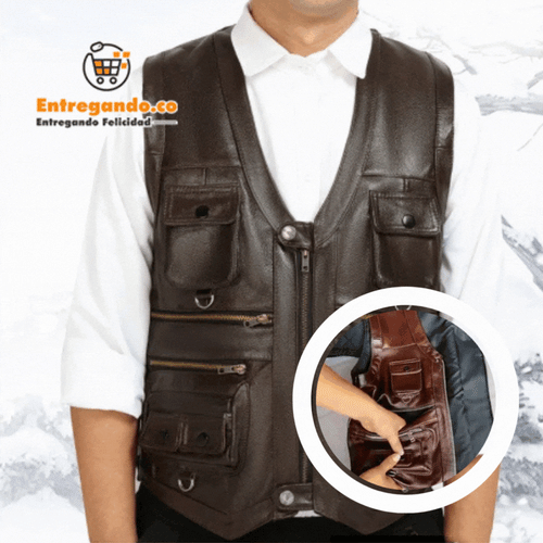 GenuinoStyle® Chaleco en cuero, alta calidad.