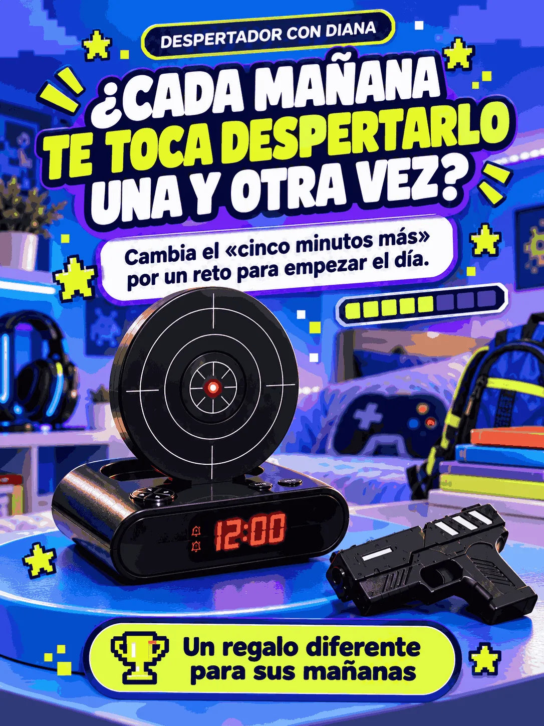 Despertador para chicos con tiro al blanco 🎯😁