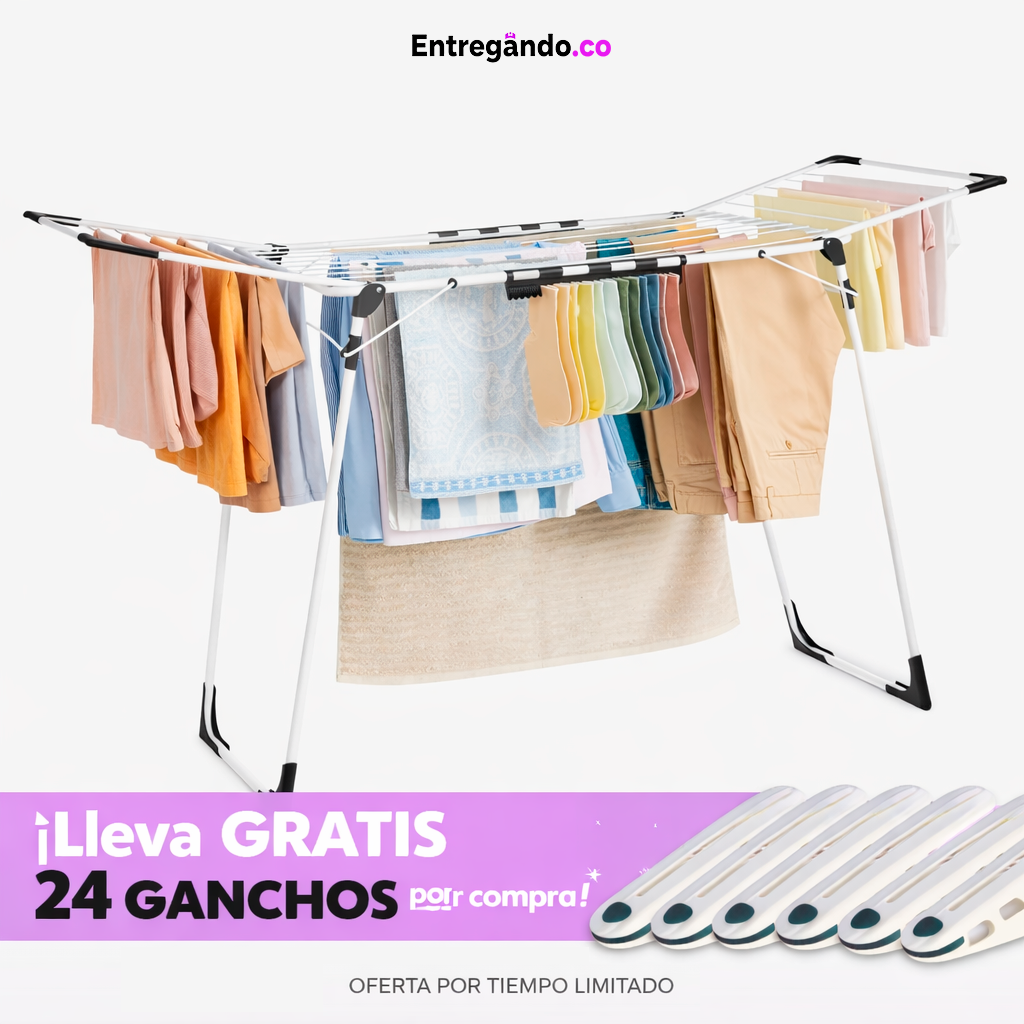 Tendedero de ropa plegable + 24 Ganchitos gratis