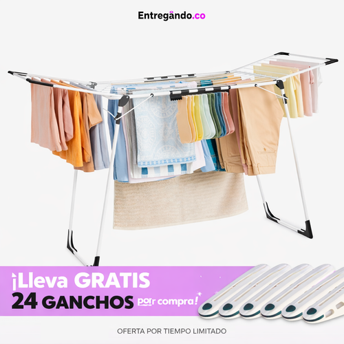 Tendedero de ropa plegable + 24 Ganchitos gratis