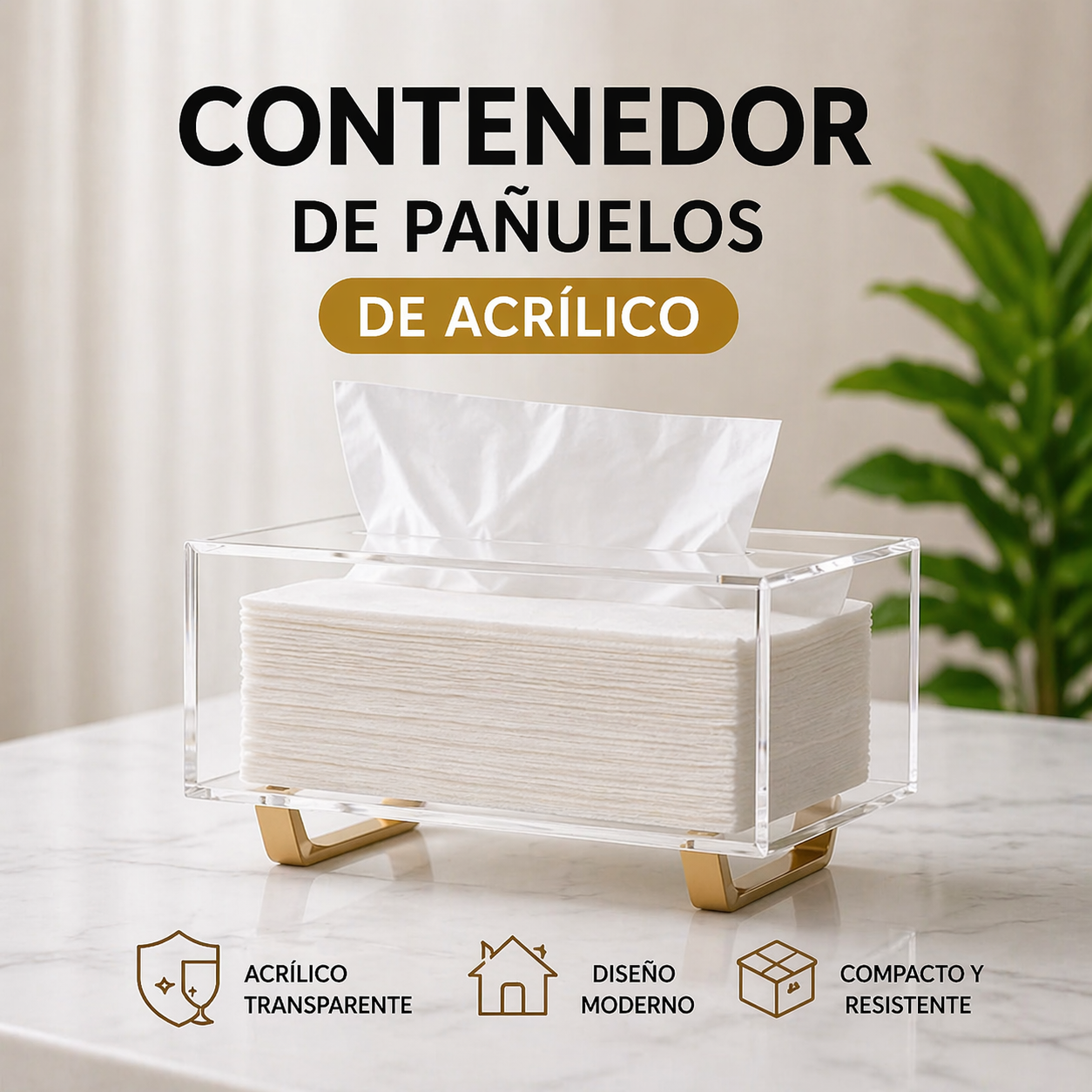 CONTENEDOR DE PAÑUELOS DE ACRILICO