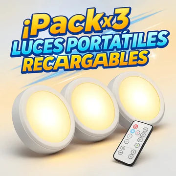 Foco LED portátil USB / viene x 3 unidades + control