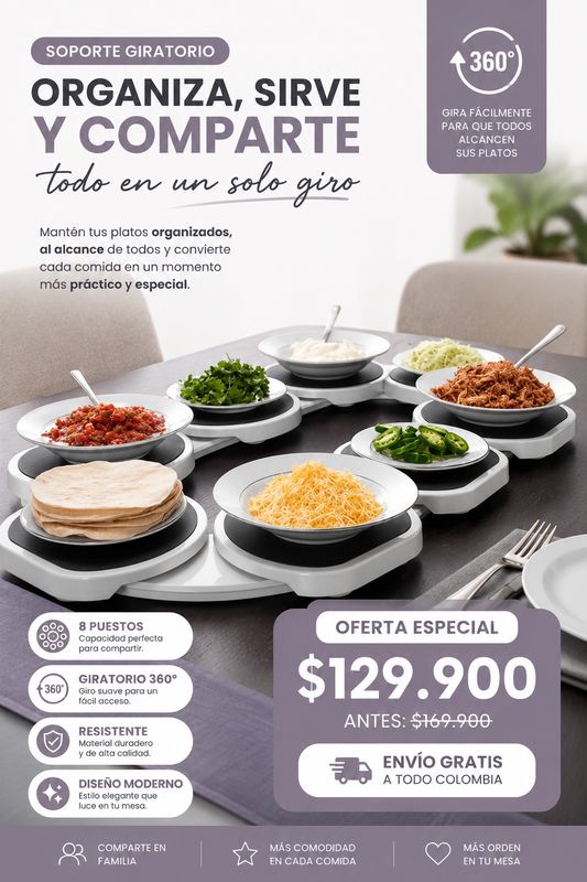 Soporte giratorio para platos 360°