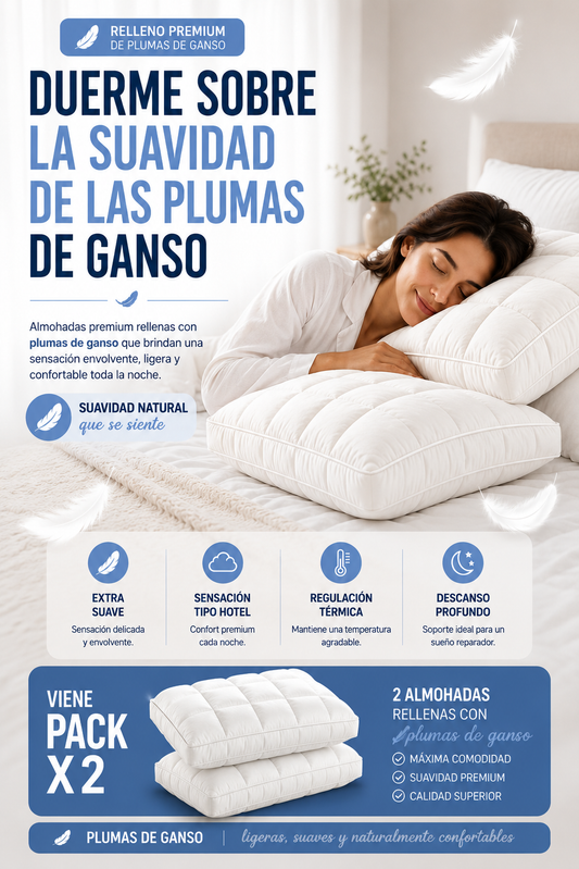 Almohada plumas de ganso x2