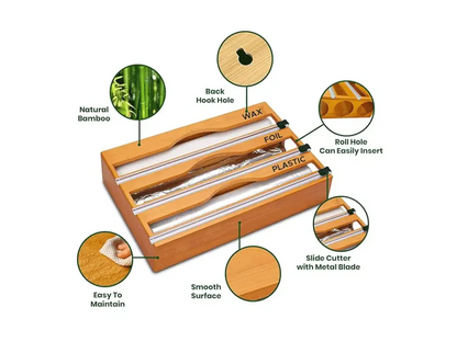 WrapEase™ / CAJA PORTA ALUMINIO, PAPEL MANTEQUILLA Y VINIPEL